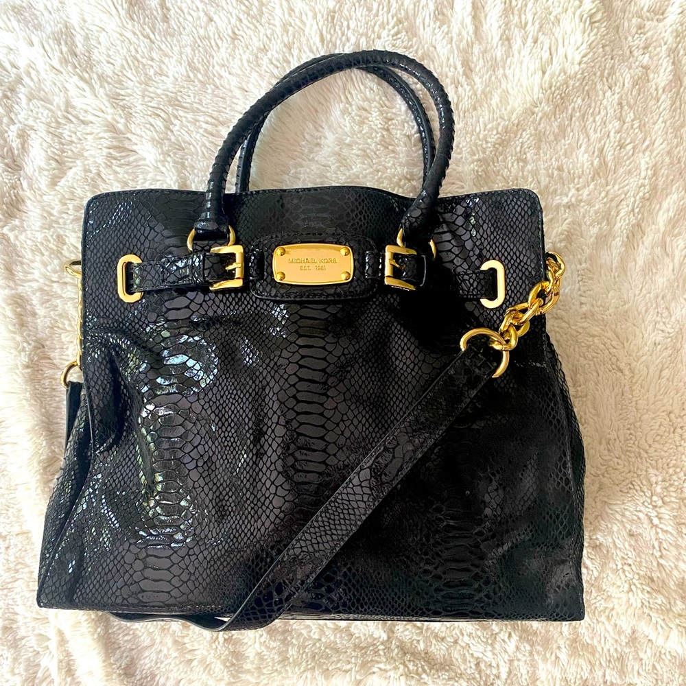 Limited Edition Michael Kors Black Crocodile Large Hamilton Tote